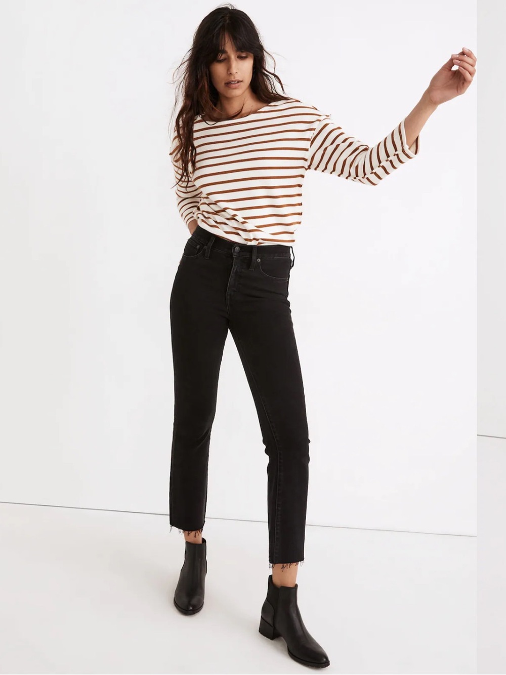 Madewell Cali Demi Boot Jeans Edmunds Wash Black Grey Raw Hem Edition